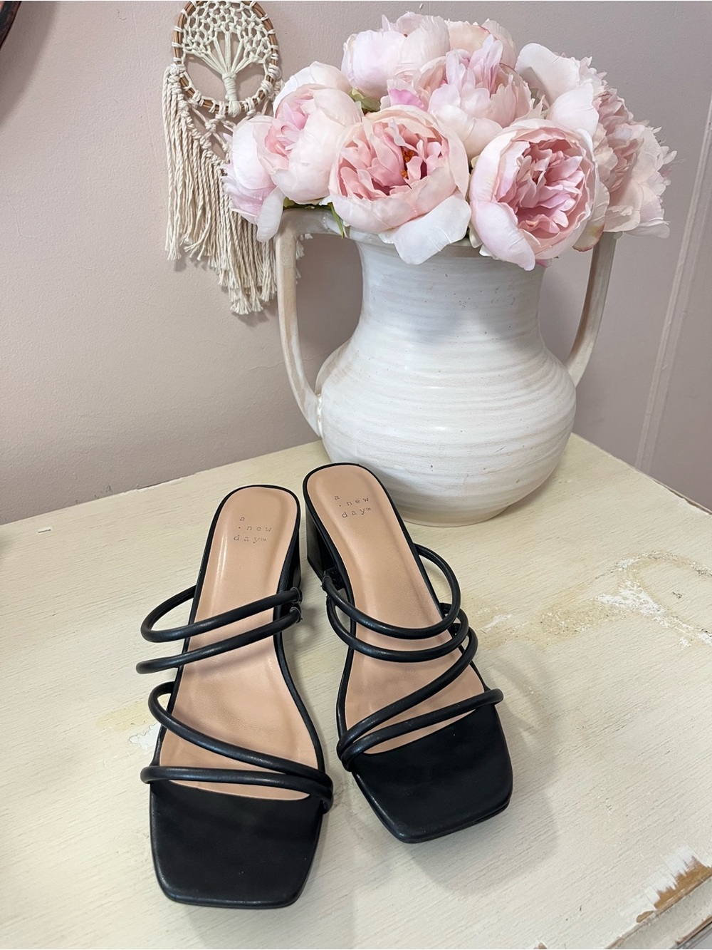 Target Black Multi-Strap Slide Heels